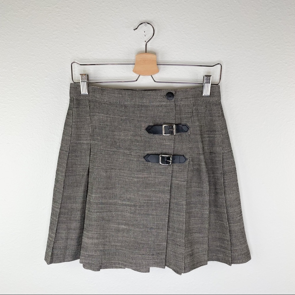 90s Vintage Grey Preppy Pleated Skirt - Picture 1 of 7